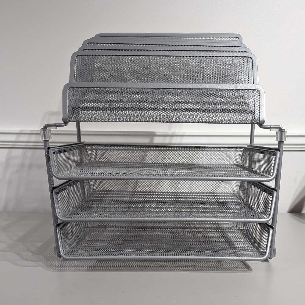 Wire Mesh Deluxe Desktop Organizer - Silver